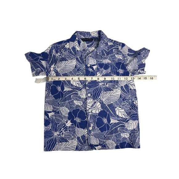 Janie And Jack Boys Hawaiian Print Button-Up Shirts Size 4 Cotton Blue & Green S - Picture 14 of 15